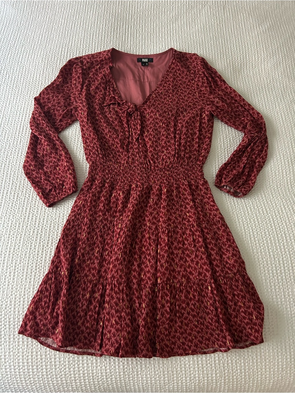PAIGE Pink Printed Long-Sleeve Dress